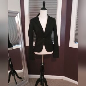 Express Women's Classic Singke Button Fitted Black Blazer